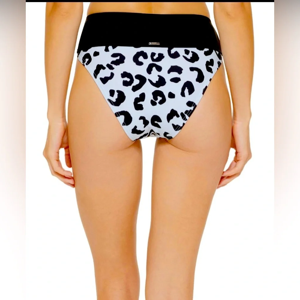 NWT DKNY Cheetah / Leopard Animal Print Hi Rise Bikini Size Top XL, Bottom Large - Picture 2 of 10